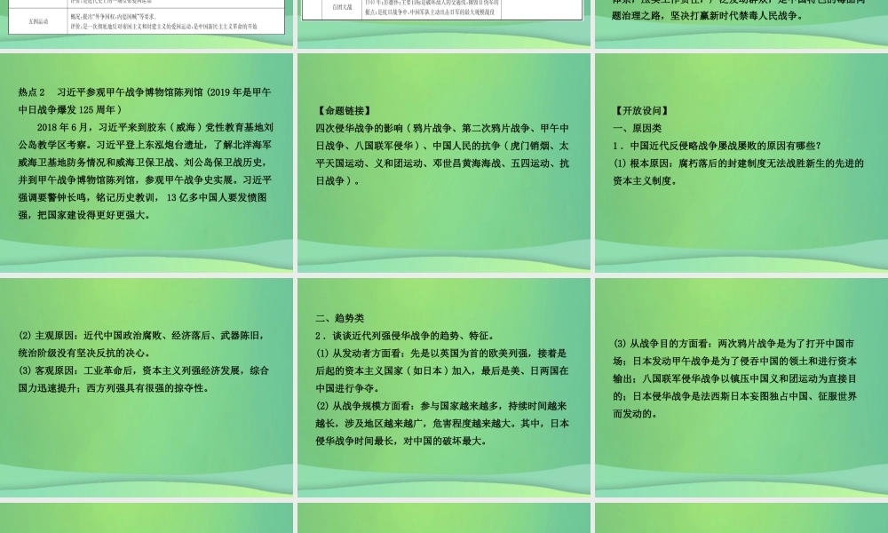 中考历史复习 专题三 近代西方列强的侵略和中华民族的抗争课件