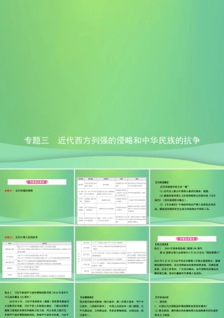 中考历史复习 专题三 近代西方列强的侵略和中华民族的抗争课件