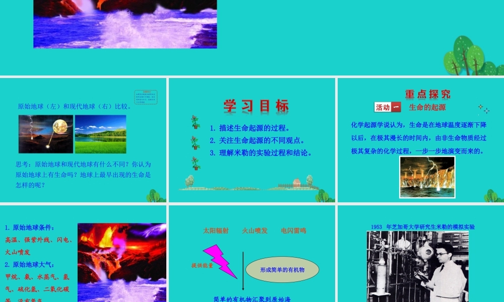 八年级生物下册 7.3.1 地球上生命的起源课件(新版)新人教版 课件