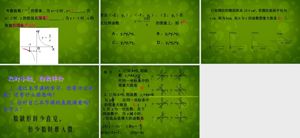 八年级数学下册 17.1.2 反比例函数的图象和性质课件 新人教版 课件