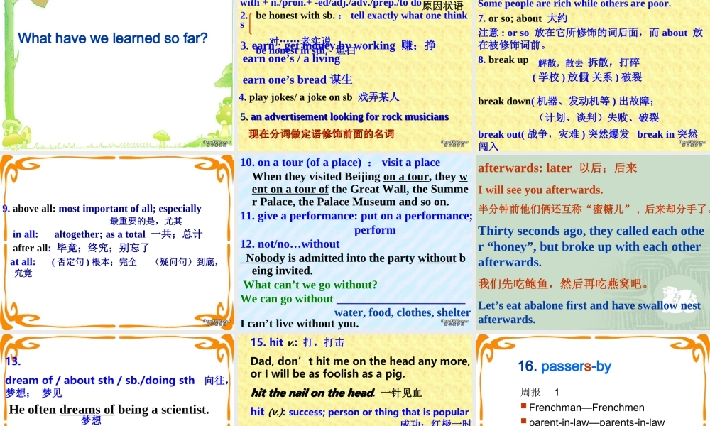 广东地区高一英语必修2Unit5 Music Laguage Points 人教版 课件