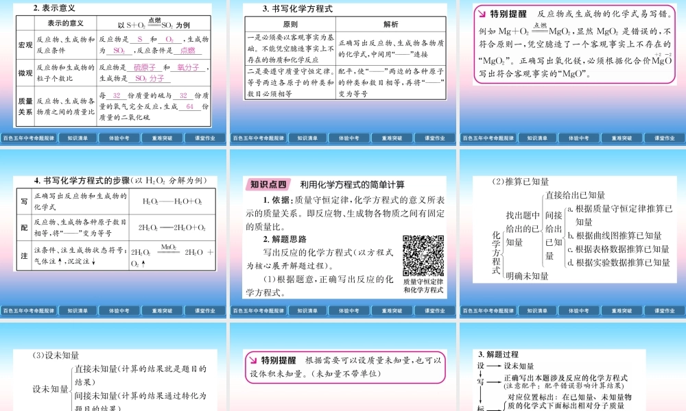 中考化学复习 第1编 教材知识梳理篇 第5单元 化学方程式(精讲)课件
