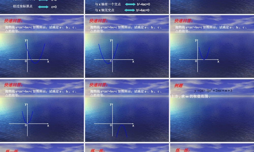 九年级数学下册 专题：二次函数中的符号问题精品课件 人教新课标版 课件