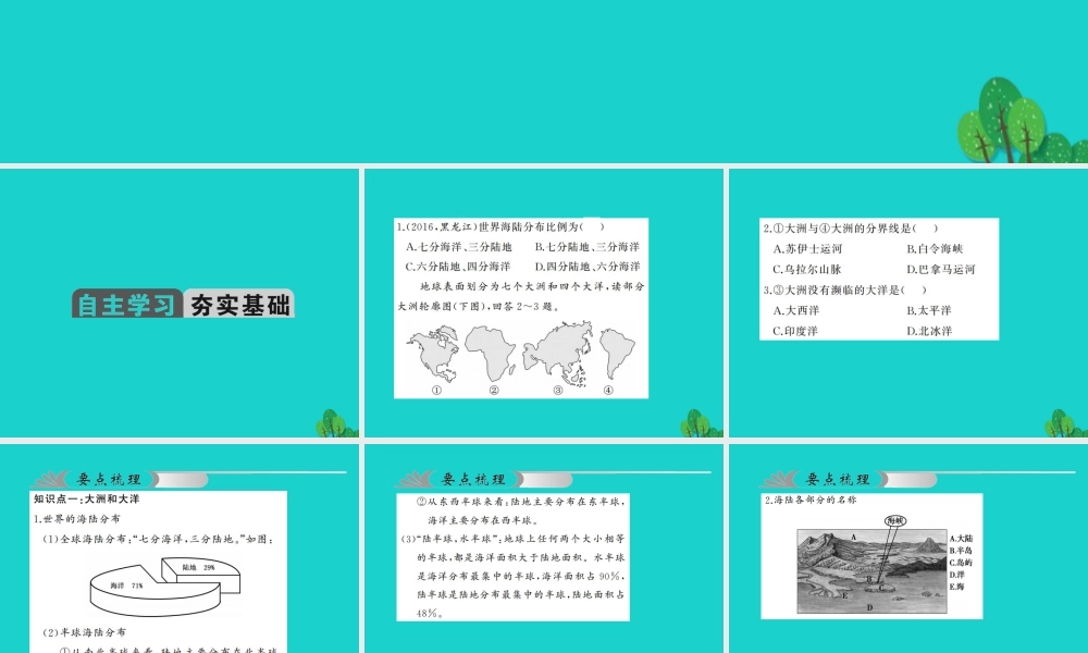 中考地理 教材考点系统化复习 第二章 陆地和海洋课件 新人教版 课件