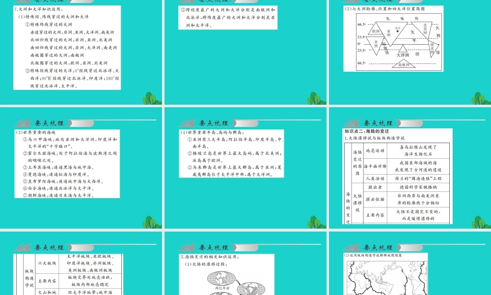 中考地理 教材考点系统化复习 第二章 陆地和海洋课件 新人教版 课件