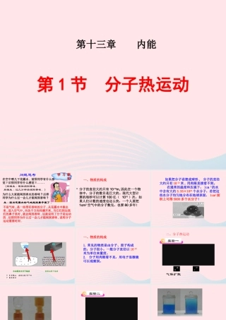 九年级物理课件：131分子热运动(32张PPT) 吉林省农安县九年级物理全册 13.1分子热运动课件+素材(新版)新人教版