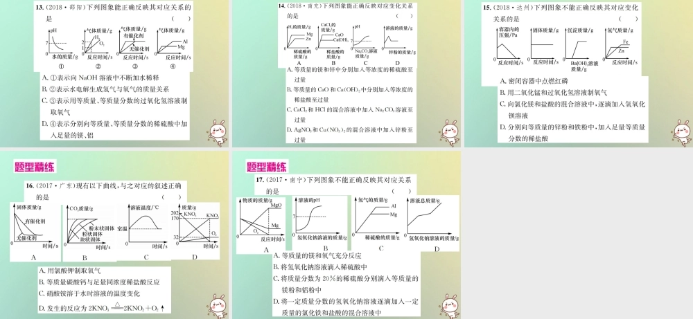 中考化学复习 题型复习(一)坐标图像题课件