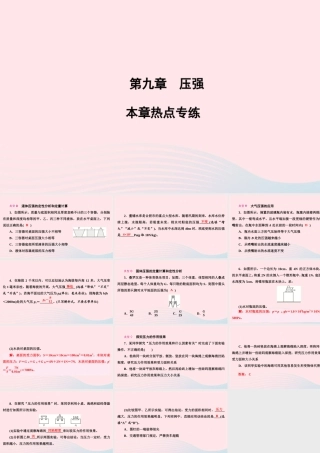 八年级物理下册 第9章 压强本章热点专练课件 (新版)新人教版 课件