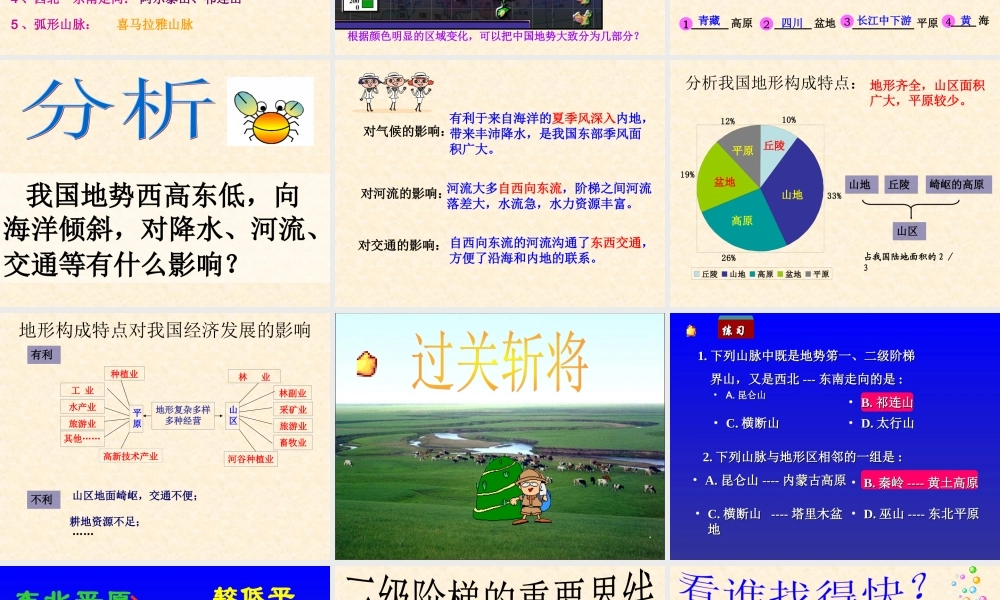 八年级地理上册中国的地形复习课 湘教版 课件