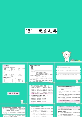 九年级语文下册 第四单元 15(无言之美)课堂过关演练课件 新人教版 课件
