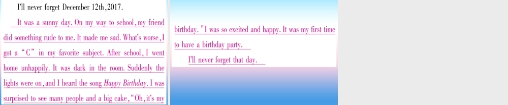 九年级英语全册 Unit 12 Life is full of the unexpected写作指导与演练课堂导练课件(含中考真题)(新版)人教新目标版 课件