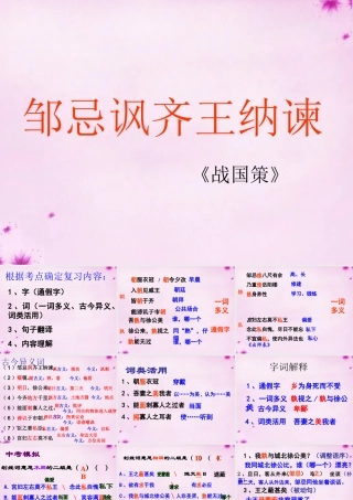 九年级语文下册 22 邹忌讽齐王纳谏复习课件 新人教版 课件