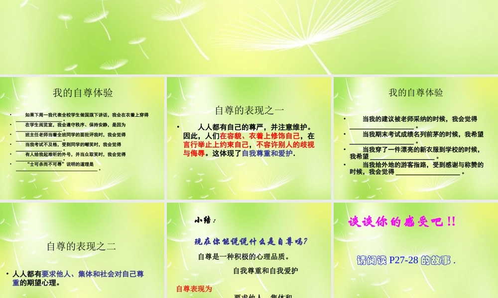 中学七年级政治上册(3.2 立身需要自尊)课件 苏教版 课件