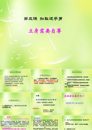 中学七年级政治上册(3.2 立身需要自尊)课件 苏教版 课件