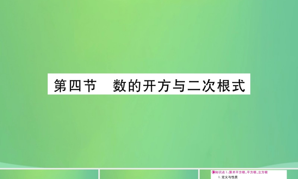 中考数学复习 第一轮 考点系统复习 第一章 数与式 第四节 数的开方与二次根式(精讲)课件