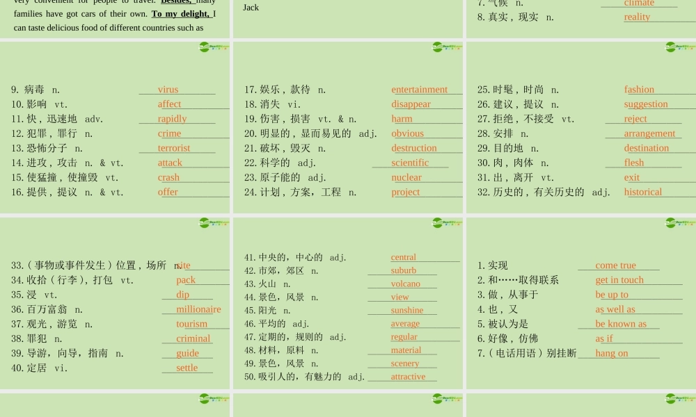 广东省高三英语第一轮总复习 Module2 Unit4 Cyberspace(1)课件 北师大版 新课标 课件