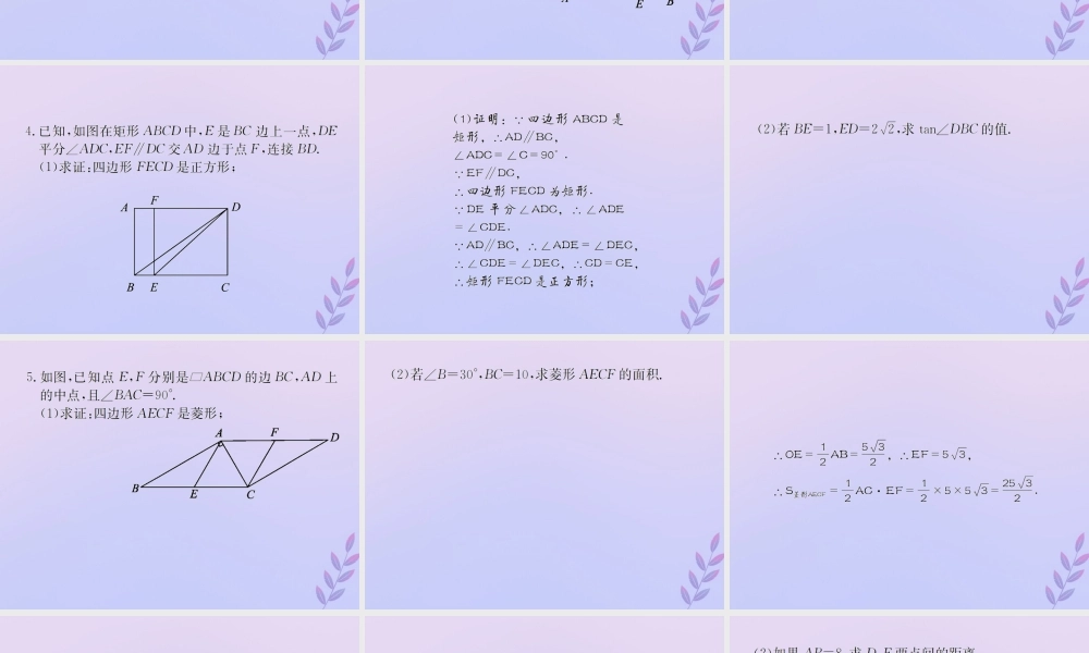 中考数学复习 专题 四边形中的证明与计算解答题巩固练习课件