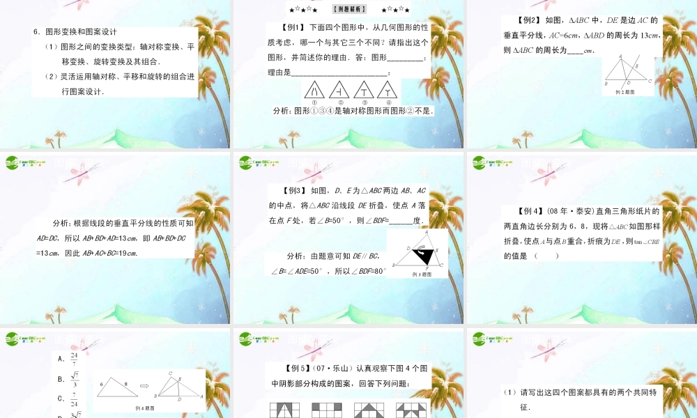中考数学复习资料 第五课时 图形的变化课件