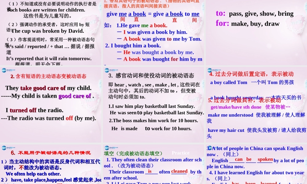 八年级英语下册 Unit 4 Teenagers should be allowed to choose their own clothes 被动语态课件 鲁教版五四制 课件
