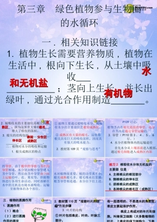 七年级生物上册 第三章 第三节 绿色植物参与生物圈的水循环课件 新人教版 课件