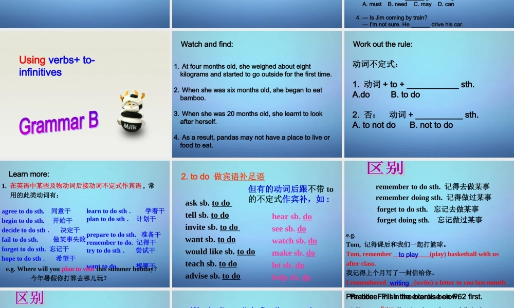 八年级英语上册 Unit 5 Wild animals Grammar课件 (新版)牛津版 课件