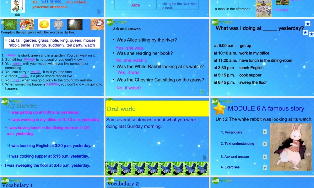 八年级英语上册 Module 6 Unit 1 She was sitting by the river课件 外研版 课件