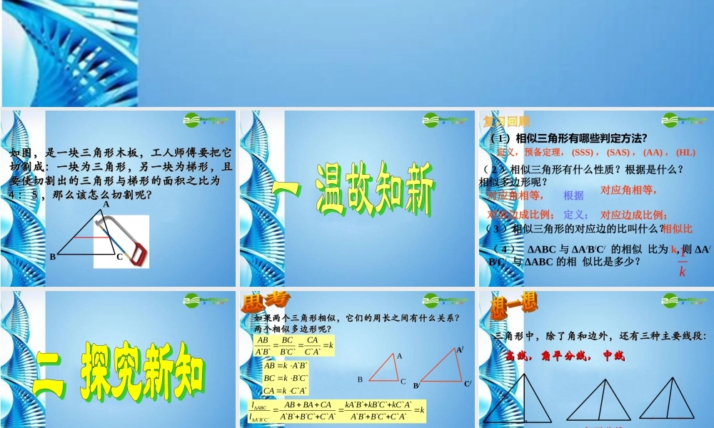 九年级数学下册 2723 相似三角形的周长与面积课件 人教新课标版 课件