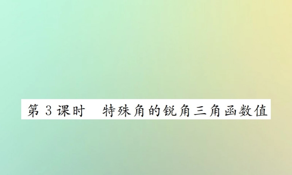 九年级数学下册 第二十八章 锐角三角函数 281 锐角三角函数 第3课时 特殊角的锐角三角函数习题课件 (新版)新人教版 课件