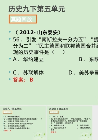 全国各地中考历史试题分册分单元精选汇编 九下 第五单元课件-2