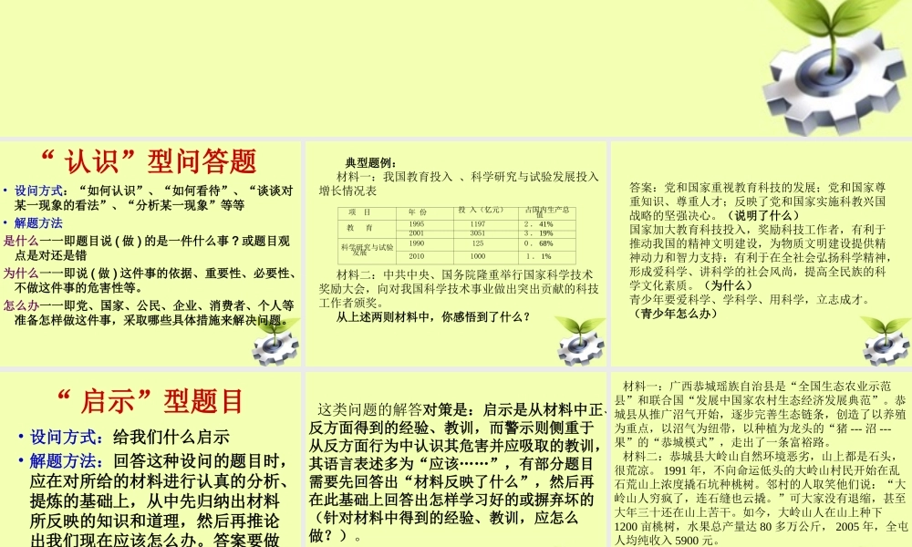 初中政治 问答题答题技巧课件 人教新课标版 课件