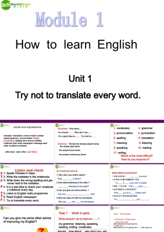 八年级英语上册 Module1 unit Try not to translate every word课件 外研版 课件