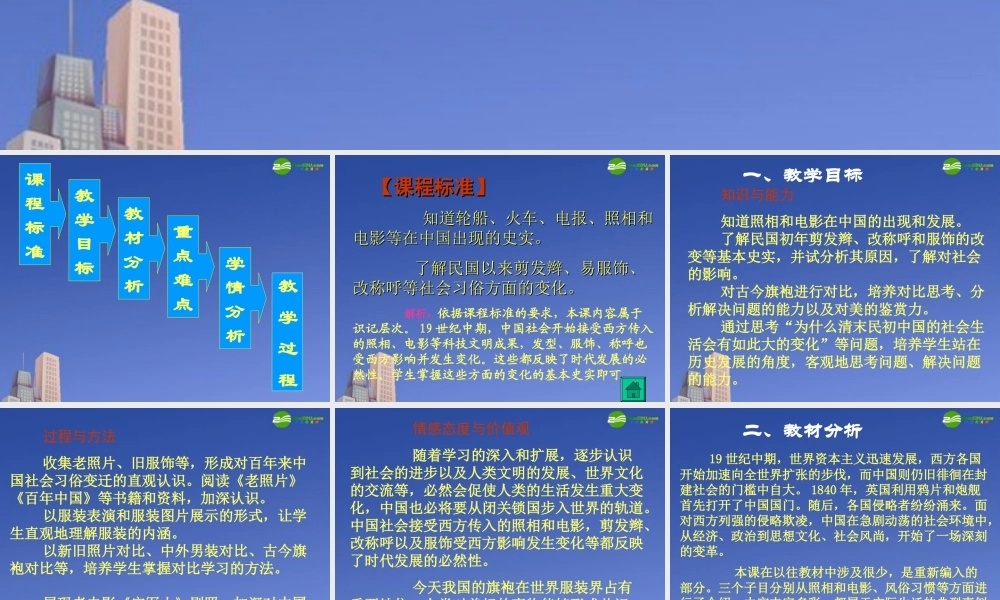 八年级历史上册 第11课(社会生活的变迁)讲义课件 北师大版 课件