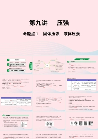 广东省中考物理一轮复习 第九讲 压强 命题点1 固体压强 液体压强课件
