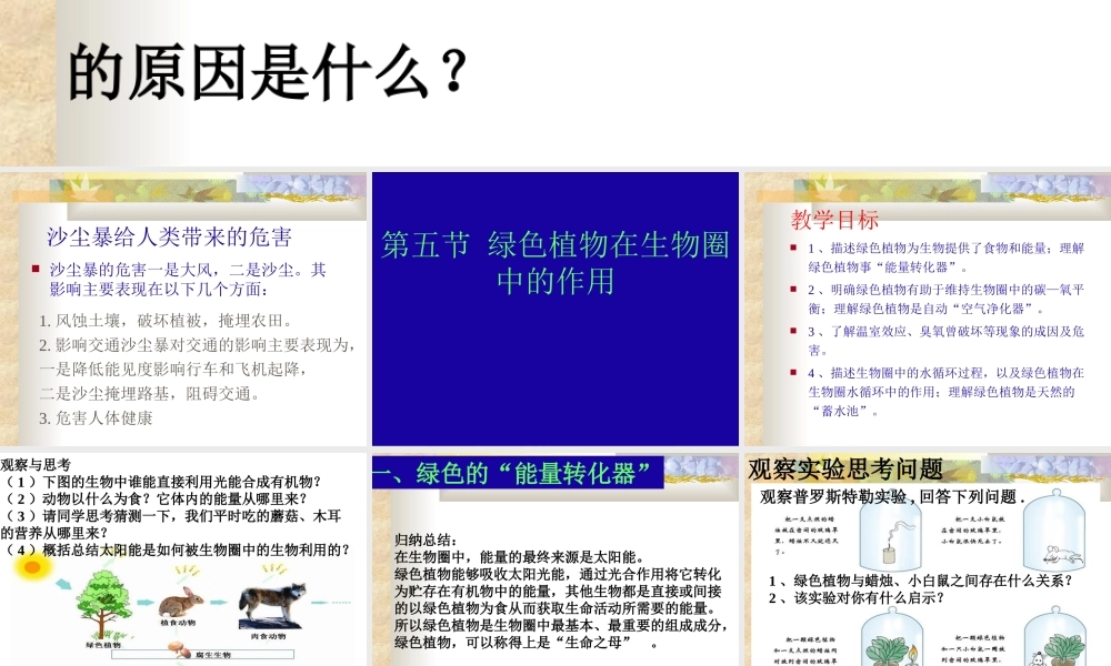 七年级生物上：第二单元第一章第五节 绿色植物在生物圈中的作用课件(济南版) 课件