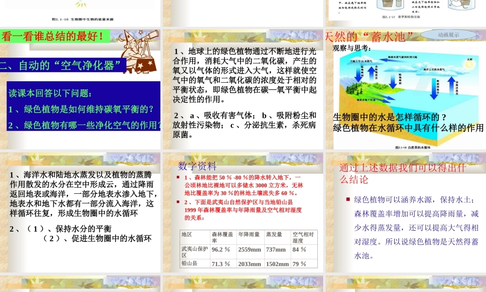 七年级生物上：第二单元第一章第五节 绿色植物在生物圈中的作用课件(济南版) 课件