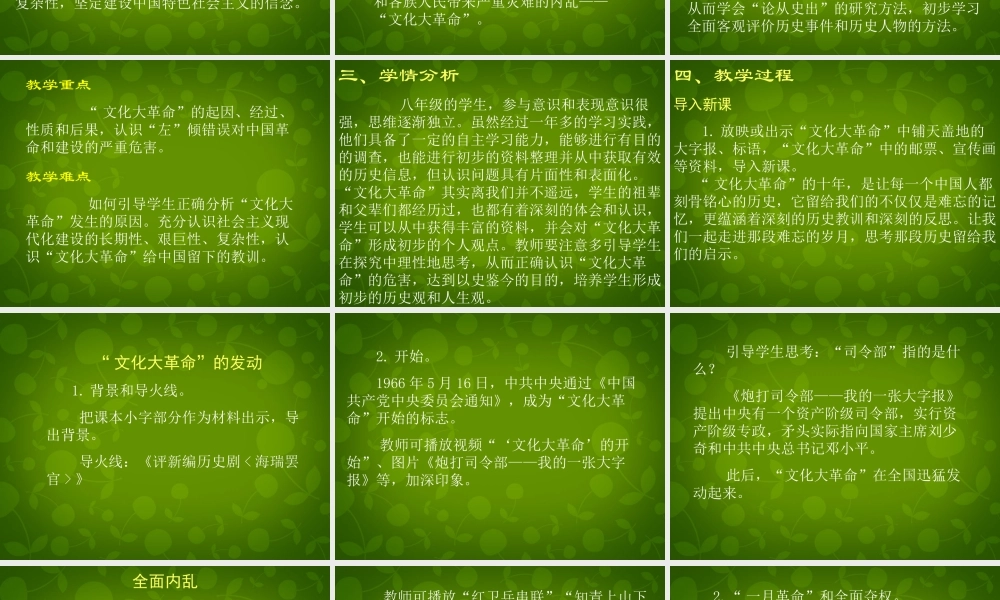 八年级历史下册 2.7 文化大革命 十年内乱讲义课件 北师大版 课件