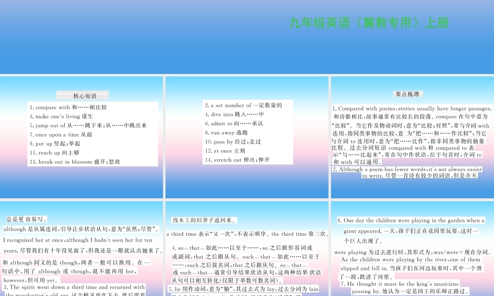 九年级英语上册 Unit 4 Stories and poems知识梳理习题课件 (新版)冀教版 课件