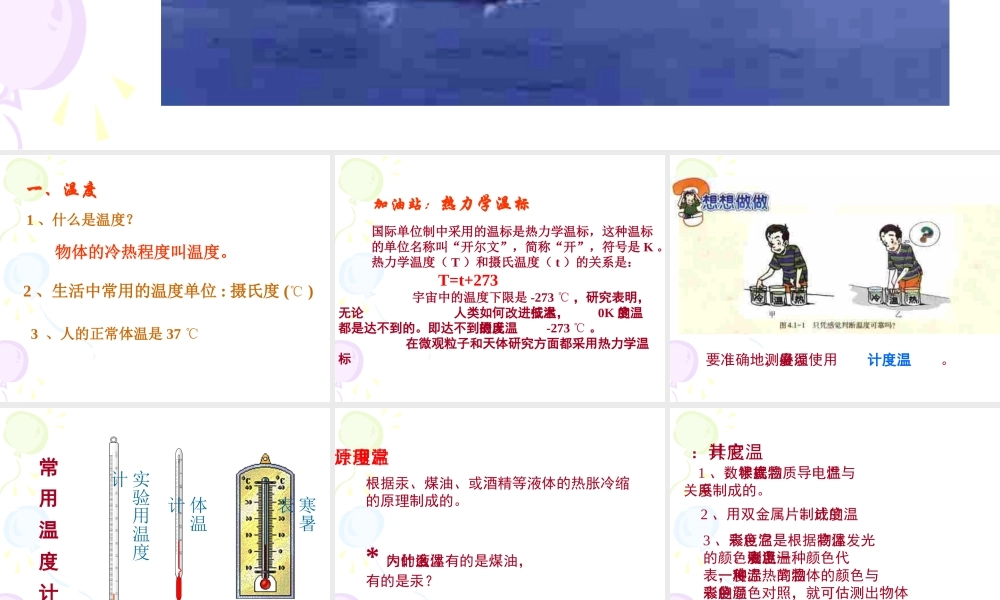 八年级物理温度和温度计课件新人教版 课件