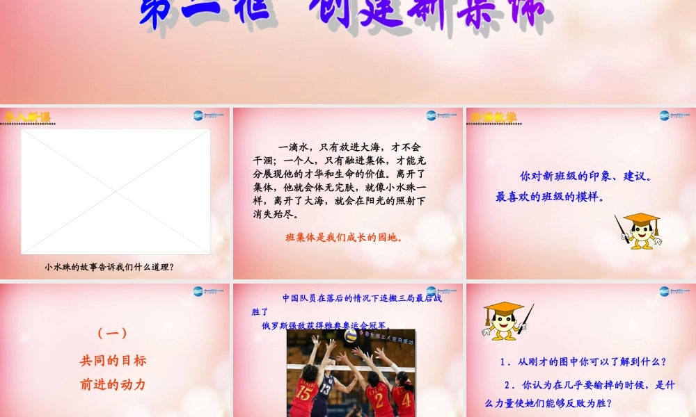 中学七年级政治上册 1.2 创建新集体课件 新人教版 课件