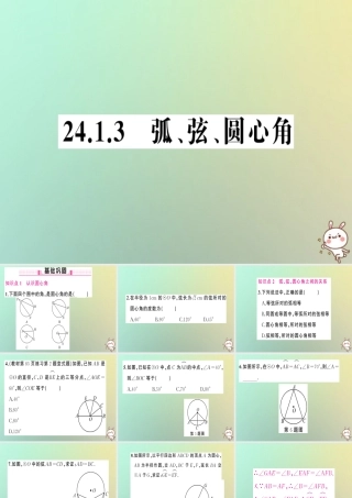 九年级数学上册 第二十四章 圆 241 圆的有关性质 2413 弧、弦、圆心角习题课件 (新版)新人教版 课件