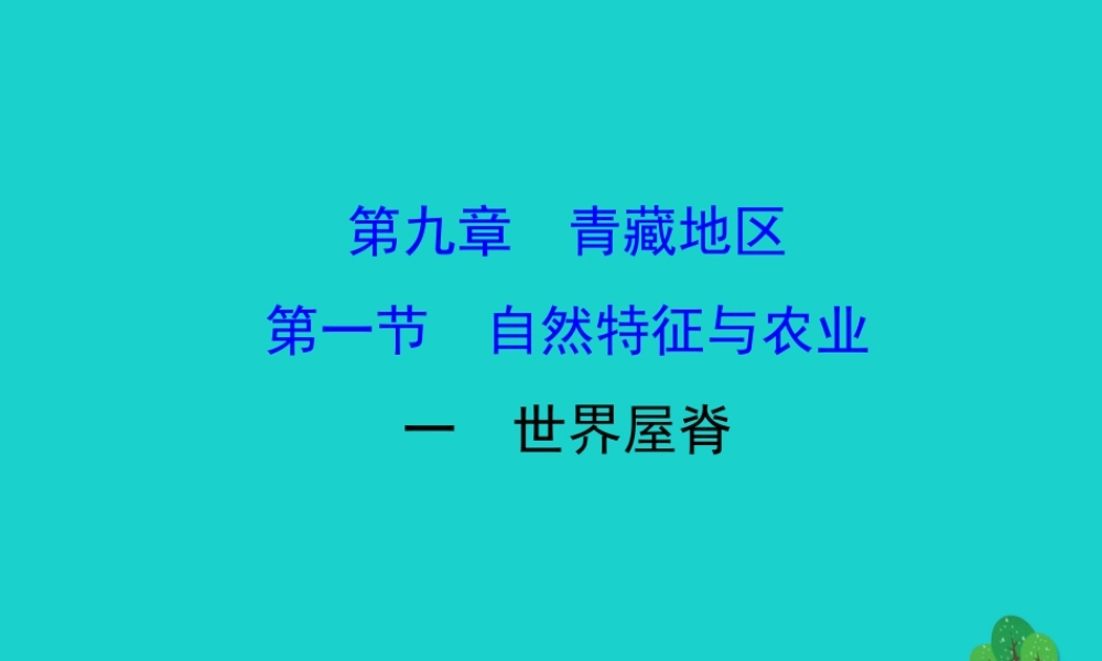 八年级地理下册 第九章 第一节 自然特征与农业(一世界屋脊)习题课件(新版)新人教版 课件