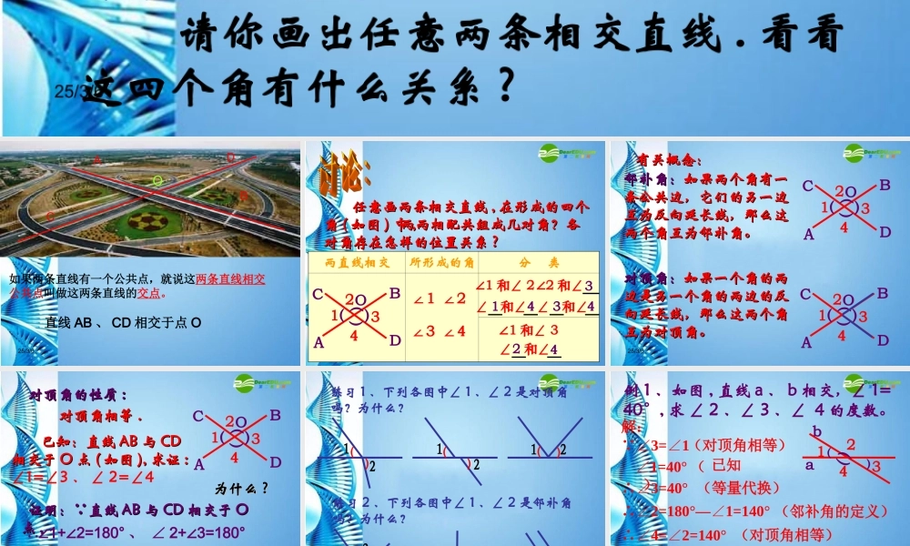 七年级数学下册 相交线课件 人教新课标版 课件