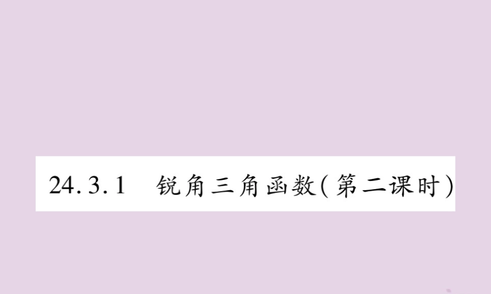 九年级数学上册 第24章 解直角三角形 243 锐角三角函数 2431 锐角三角函数(第2课时)课件 (新版)华东师大版 课件