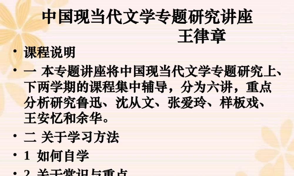 中国现当代文学专题研究讲座课件