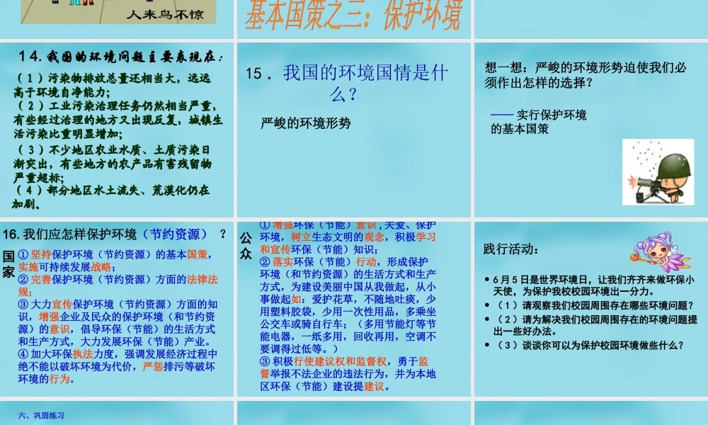 九年级政治全册 42 计划生育与保护环境的基本国策课件2 新人教版 课件