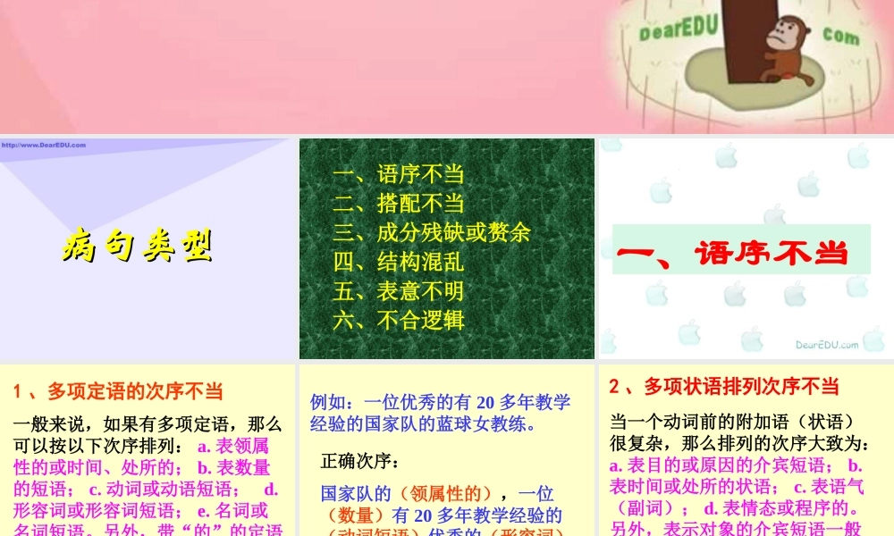 人教版高一语文专题复习 病句 课件