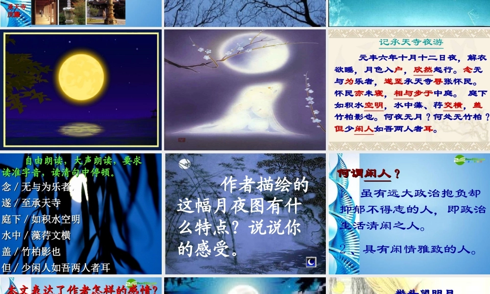 八年级语文下册 第28课(记承天寺夜游)课件 北京课改版 课件