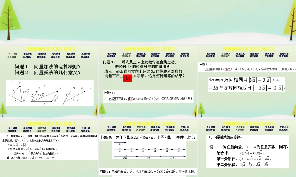 数学 2.2.3向量数乘运算及其几何意义课件 新人教A版必修4 课件