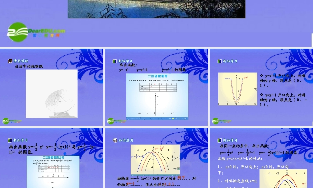 九年级数学上册 233二次函数y=ax2bxc的图像和性质课件 沪科版 课件