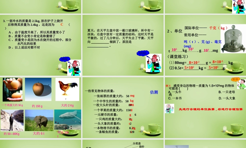 八年级物理全册 第五章 质量与密度复习课件 (新版)沪科版 课件